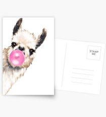 Sneaky Lama mit Kaugummi Postkarten