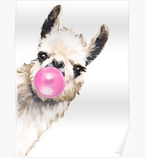 Sneaky Lama mit Kaugummi Poster
