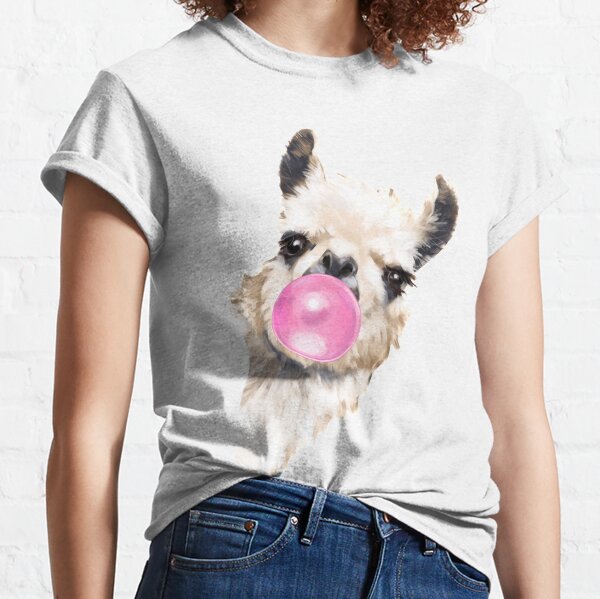 Sneaky Llama with Bubble Gum Classic T-Shirt