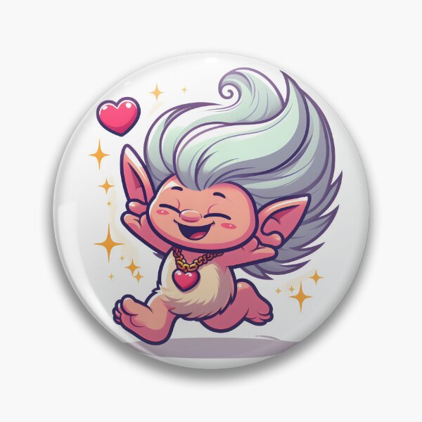 Item preview, Kawaii Enchanting Troll With Heart-Shaped Necklace designed and sold by CanvasCutie.