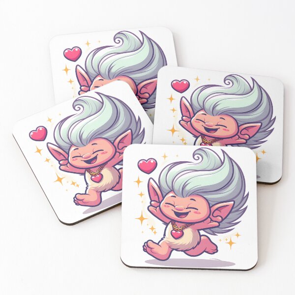 Item preview, Kawaii Enchanting Troll With Heart-Shaped Necklace designed and sold by CanvasCutie.