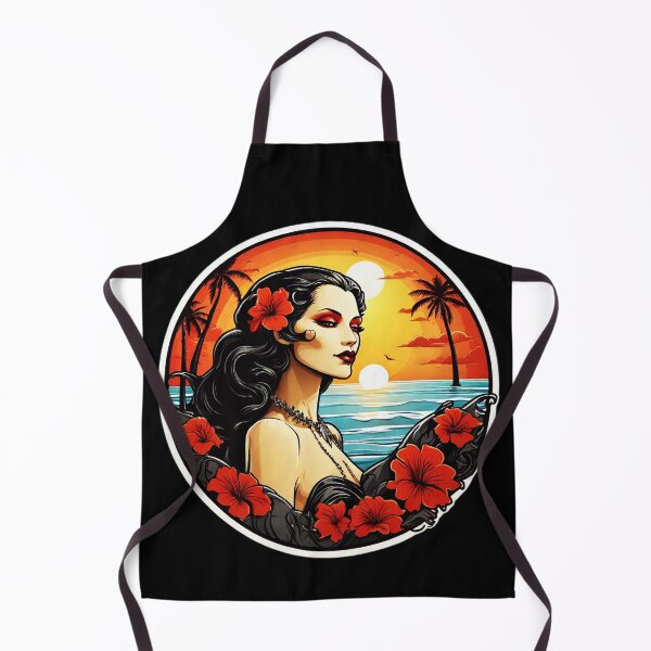 Item preview, Goth Vampire Lady by the Ocean with Crimson Red Orchids designed and sold by NautiChic.
