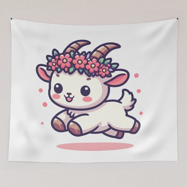 Item preview, Kawaii Goat: A Flower Crown designed and sold by CanvasCutie.