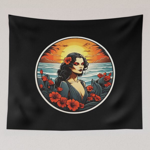 Item preview, Hawaii Vampire by the Ocean with Crimson Red Orchids designed and sold by NautiChic.