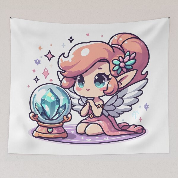 Item preview, Kawaii Magical Harpy With Crystal Ball designed and sold by CanvasCutie.
