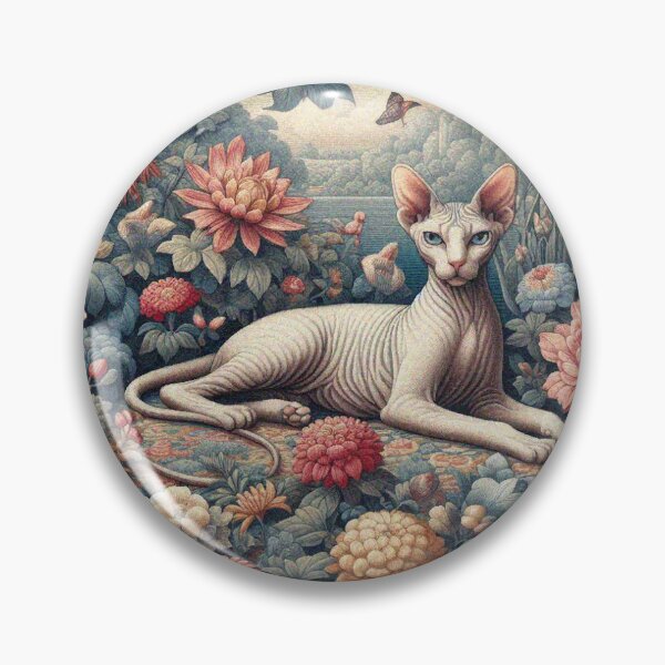 Artikelvorschau, Sphynx-Katze ruht im Blumengarten entworfen und verkauft von Illuministique.