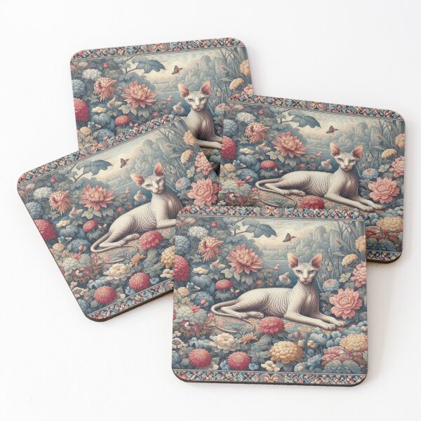 Item preview, Sphynx cat resting in the Flower Garden designed and sold by Illuministique.