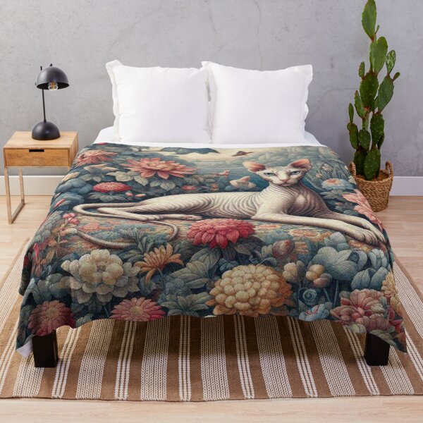 Item preview, Sphynx cat resting in the Flower Garden designed and sold by Illuministique.