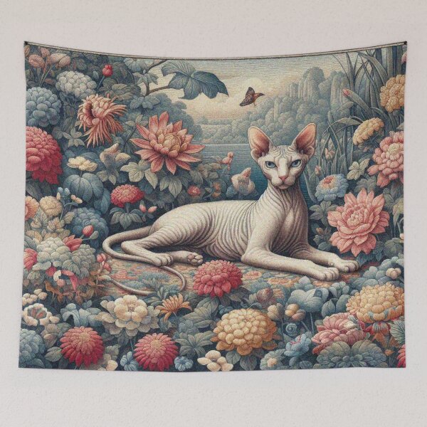 Item preview, Sphynx cat resting in the Flower Garden designed and sold by Illuministique.