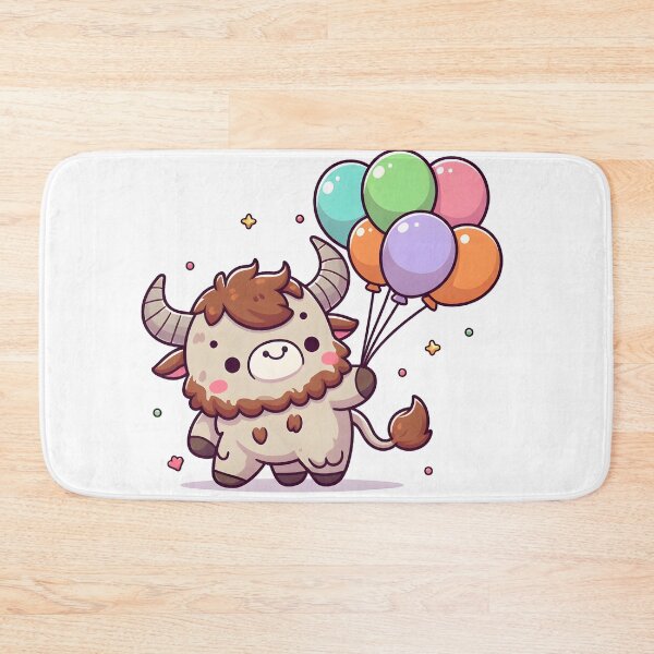 Item preview, Kawaii Playful Minotaur Holding Colorful Balloons designed and sold by CanvasCutie.