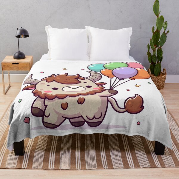Item preview, Kawaii Playful Minotaur Holding Colorful Balloons designed and sold by CanvasCutie.
