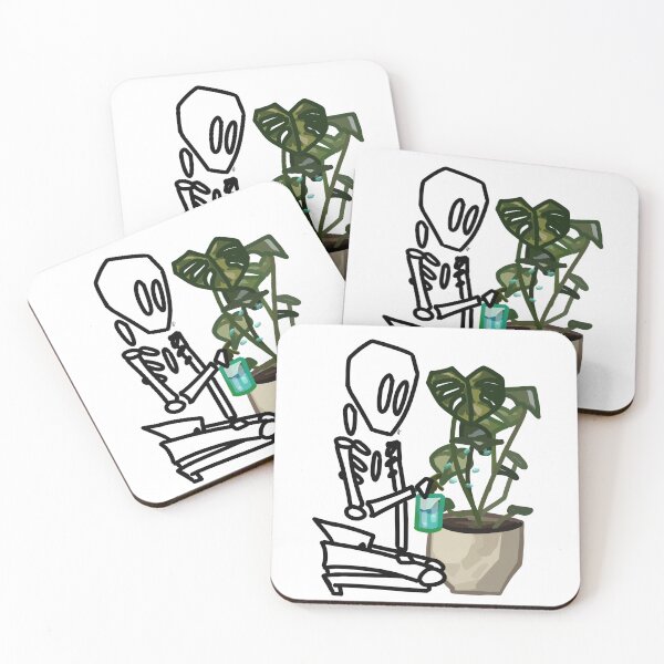 Item preview, #025 Skeleton Watering Plants designed and sold by Jasmine Froley.
