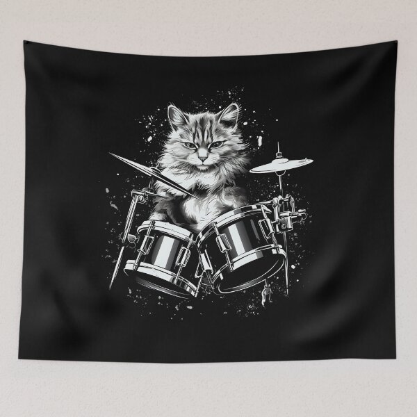 Item preview, Drummer cat drums designed and sold by DerSenat.