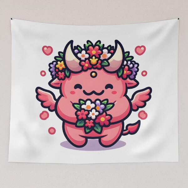 Item preview, Kawaii Buoyant Demon: Wearing A Flower Crown designed and sold by CanvasCutie.