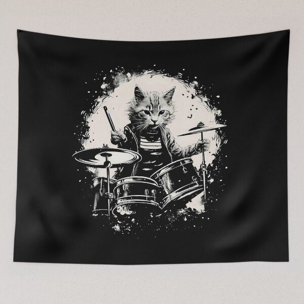Item preview, Drummer cat drums designed and sold by DerSenat.