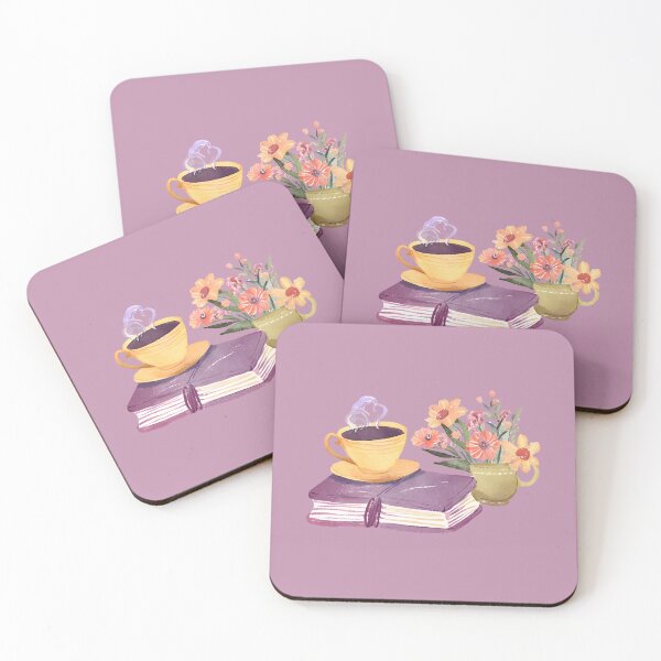 Item preview, Cute Watercolor Flowers Books and Coffee designed and sold by FarmOfCuties.