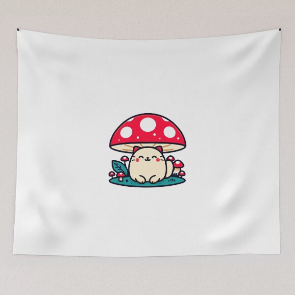 Item preview, Big cat and mushrooms designed and sold by RetroPop23.