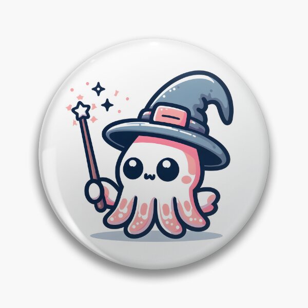 Item preview, Kawaii Squid With Wizard Hat And Wand designed and sold by CanvasCutie.