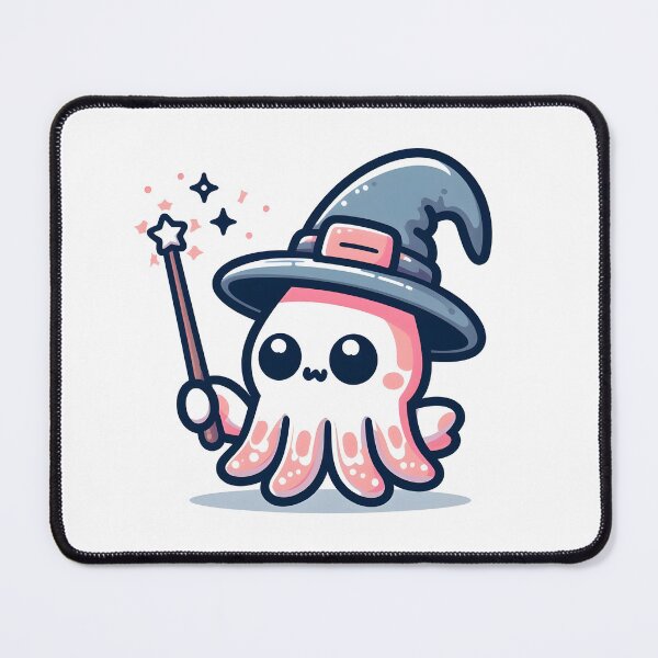 Item preview, Kawaii Squid With Wizard Hat And Wand designed and sold by CanvasCutie.
