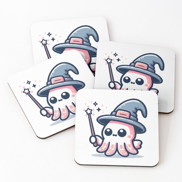 Item preview, Kawaii Squid With Wizard Hat And Wand designed and sold by CanvasCutie.