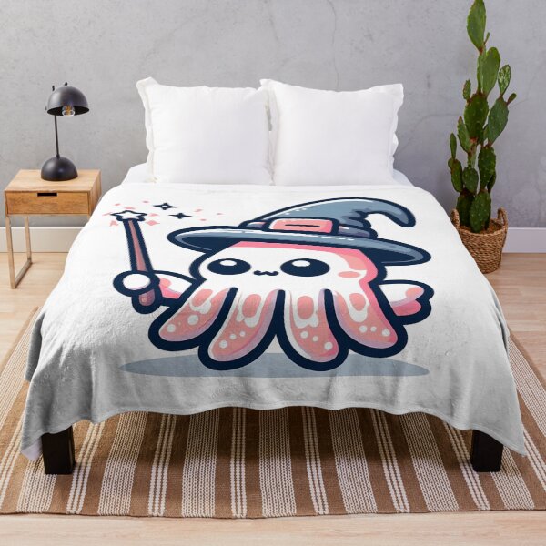 Item preview, Kawaii Squid With Wizard Hat And Wand designed and sold by CanvasCutie.