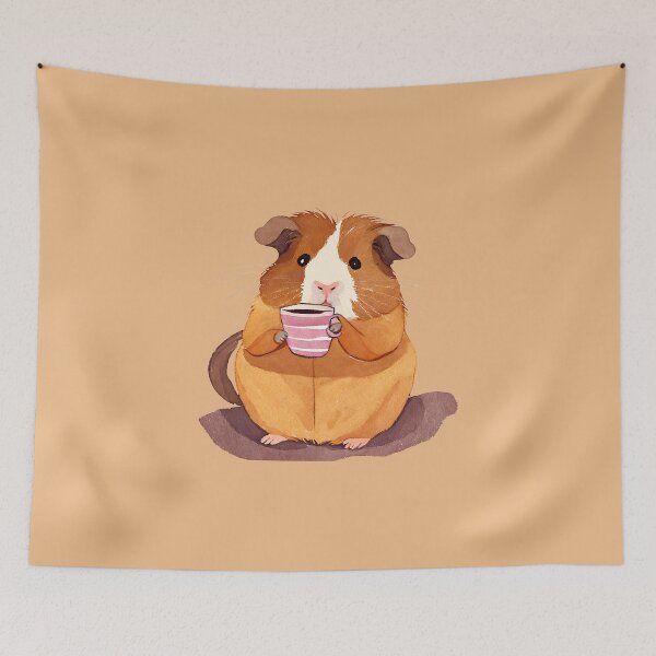 Item preview, Cute Watercolor Guinea Pig Drinking Tea designed and sold by FarmOfCuties.
