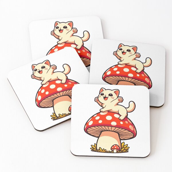 Item preview, Kittie and mushrooms designed and sold by RetroPop23.