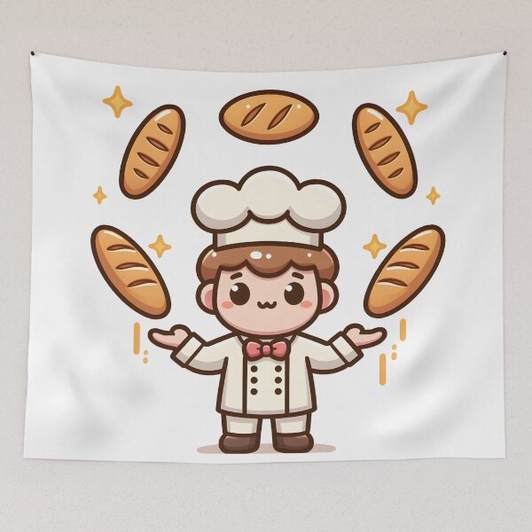 Item preview, Kawaii Baker With Bread-Shaped Bow Tie designed and sold by CanvasCutie.