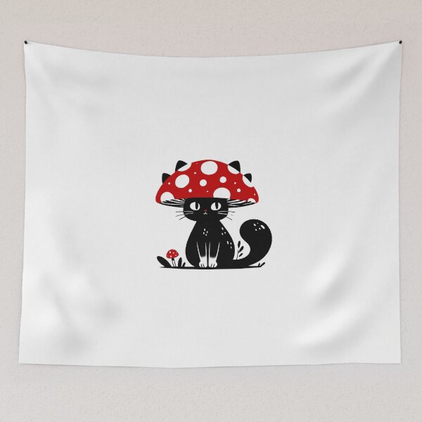 Item preview, Black cat and mushroom Hat designed and sold by RetroPop23.