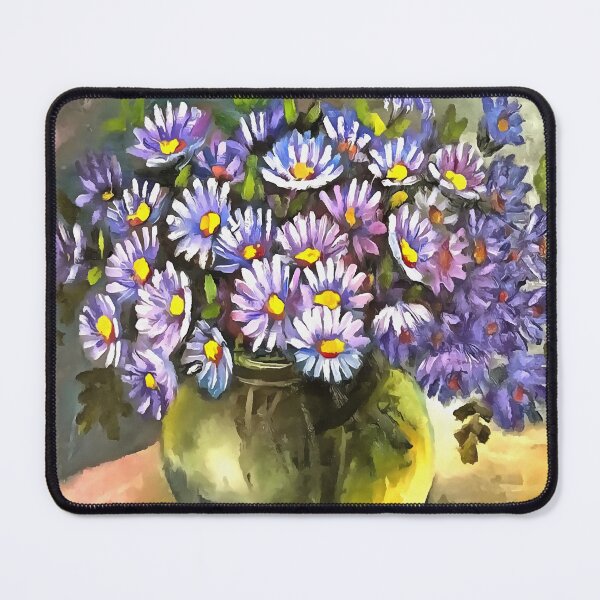 Item preview, King George Asters In A Metallic Vase Floral Art designed and sold by taiche.