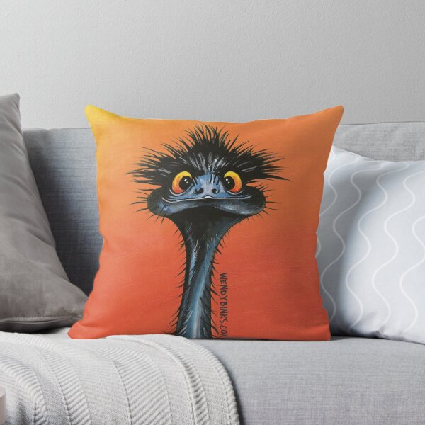 stunned emu with sunset Throw Pillow