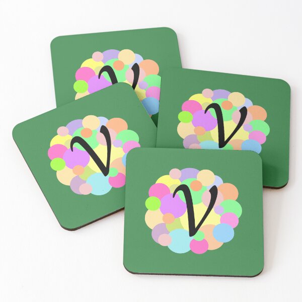 Item preview, Colorful Pastel Bubbles Upper Case Letter V Monogram designed and sold by MGonline.
