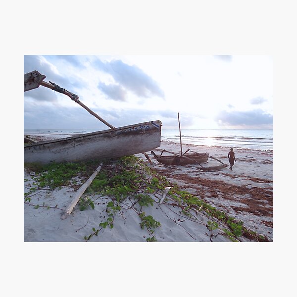 Item preview, early morning African fisherman and wooden dhows designed and sold by exploramum.