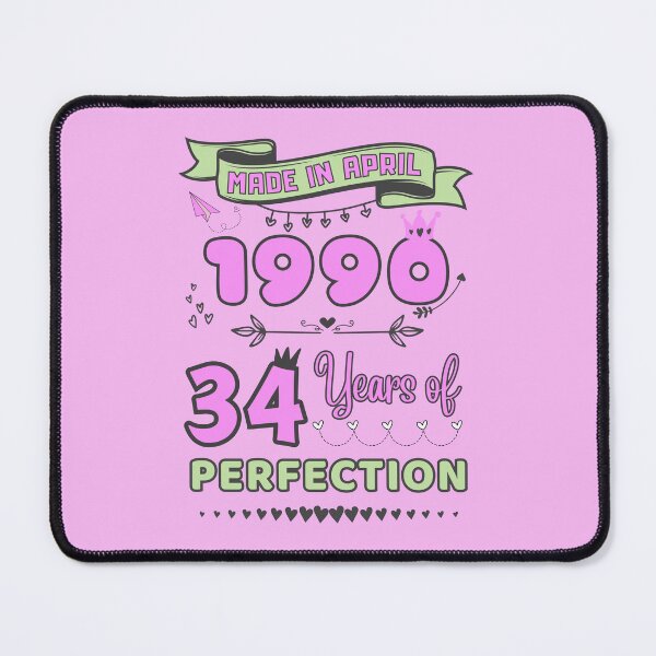 Item preview, Made in april 1990 34 Years of Perfection, 34th Birthday Shirt, Officially 34, Women Birthday shirt ,Personalized 34th Birthday Gift designed and sold by amchtakkosa1.