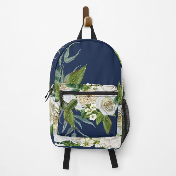 Item preview, White flowers with blue background designed and sold by NingningS.