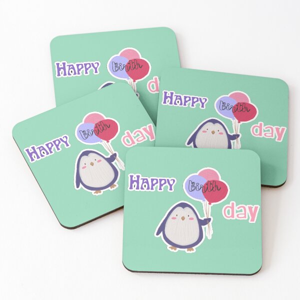 Item preview, Happy birthday texted with cute penguin having balloons. designed and sold by Chicas-wonder.