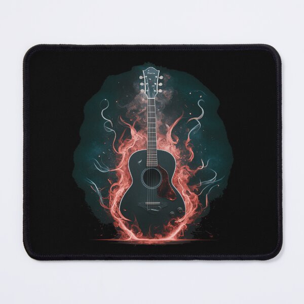 Item preview, An acoustic guitar with a dark and red flame designed and sold by martindesignden.