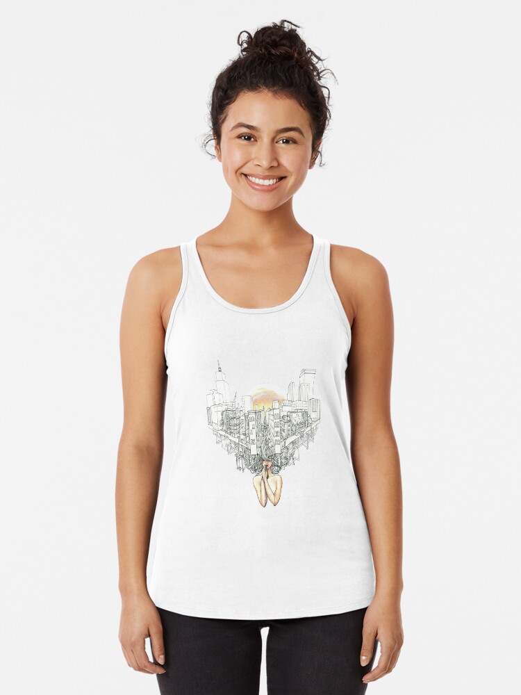 Thumbnail 1 of 3, Racerback Tank Top, Sewer Princess Sunset designed and sold by serenekitchen.