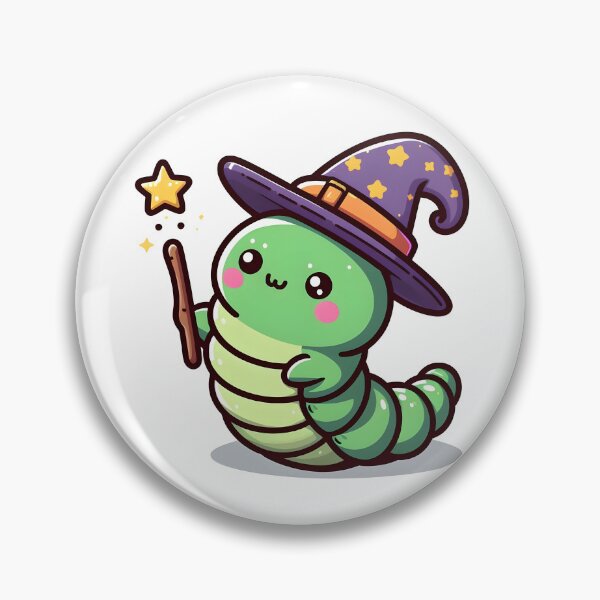 Artikelvorschau, Kawaii-Raupe mit Zaubererhut entworfen und verkauft von CanvasCutie.