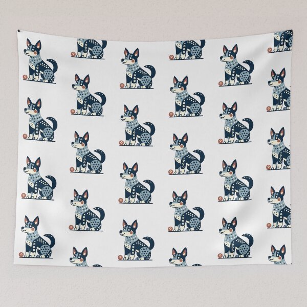 Item preview, Blue Heeler Dog In Folk  designed and sold by printmala.