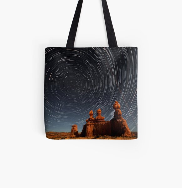 Star trails in Goblin valley All Over Print Tote Bag