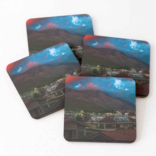 Item preview, Mountain with red clouds and blue sky photo designed and sold by Flavio Socci.