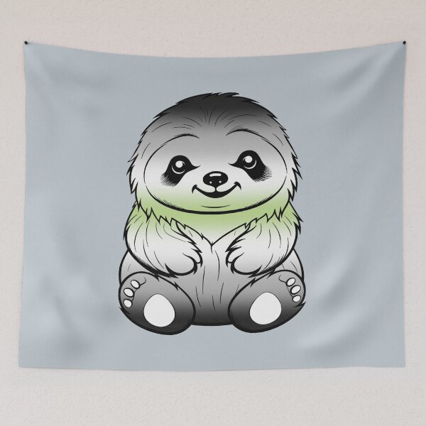 Item preview, Cute Agender Pride Flag Sloth, Subtle Kawaii Agender Sloth Design designed and sold by Travelslightly.