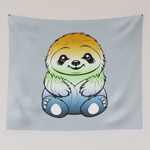 Item preview, Cute AroAce Agender Pride Flag Sloth, Subtle Kawaii AroAce Agender Sloth Design designed and sold by Travelslightly.