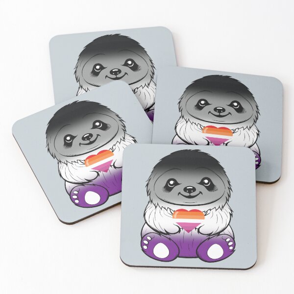 Item preview, Cute Asexual Lesbian Pride Flag Sloth, Subtle Kawaii Asexual Lesbian Sloth Design designed and sold by Travelslightly.