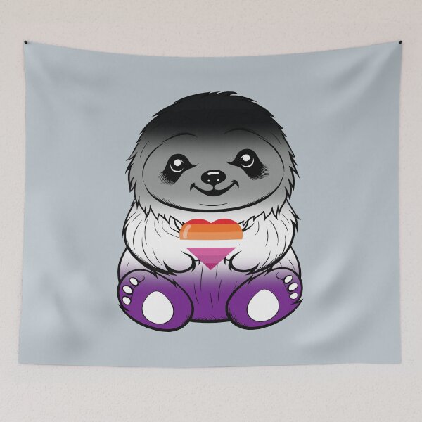 Item preview, Cute Asexual Lesbian Pride Flag Sloth, Subtle Kawaii Asexual Lesbian Sloth Design designed and sold by Travelslightly.
