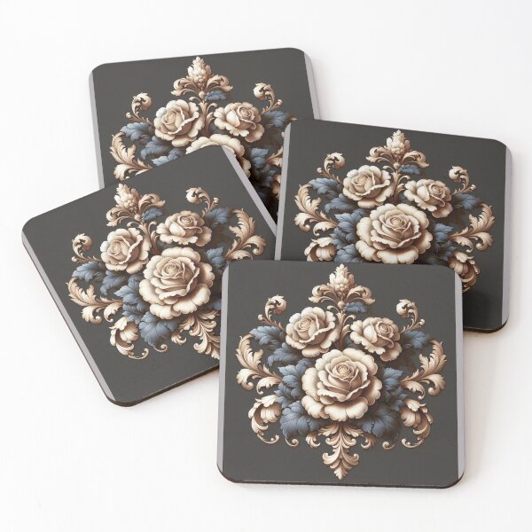 Item preview, Damasco azul mate y beige con rosas designed and sold by DesignsByPrnces.