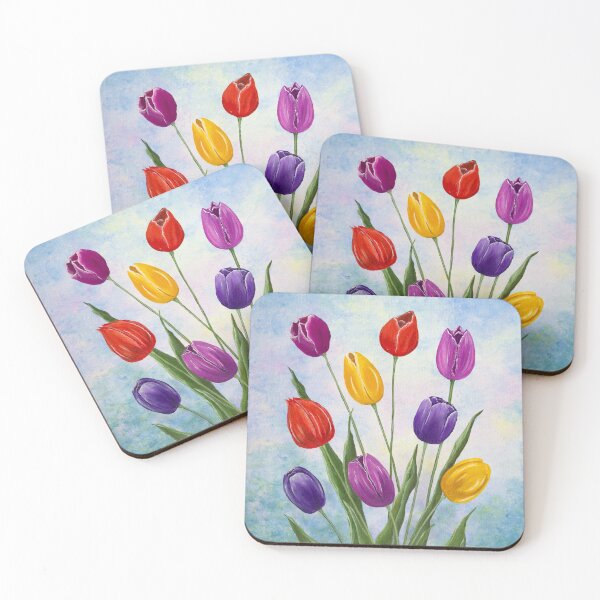 Item preview, Springtime Bouquet of Colourful Tulips designed and sold by M.E.Mackenzie Art.