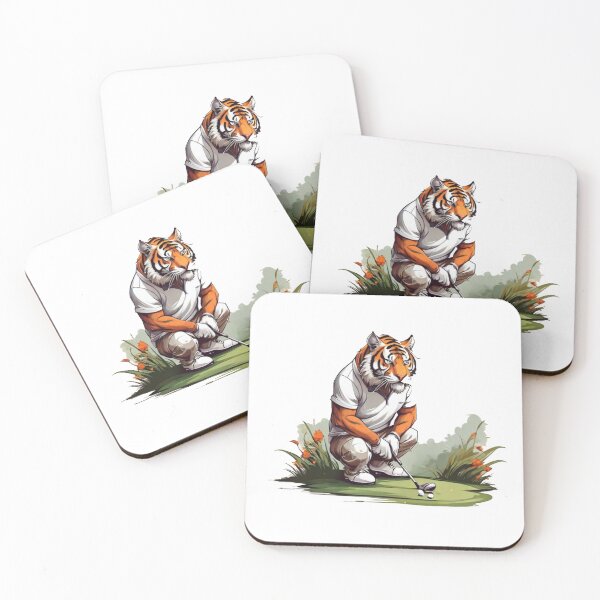 Item preview, Happy tiger playing golf designed and sold by Karaz's Animal Kingdom.