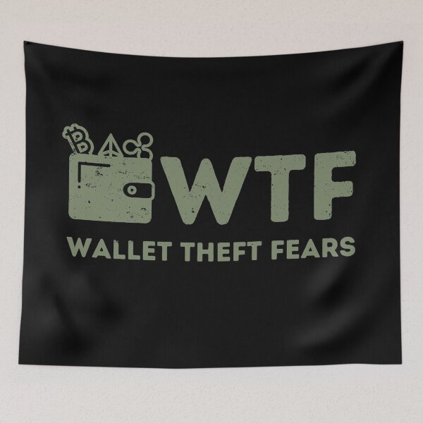 Item preview, WTF Wallet Theft Fears - Funny Crypto designed and sold by Mobius Spot Collective.